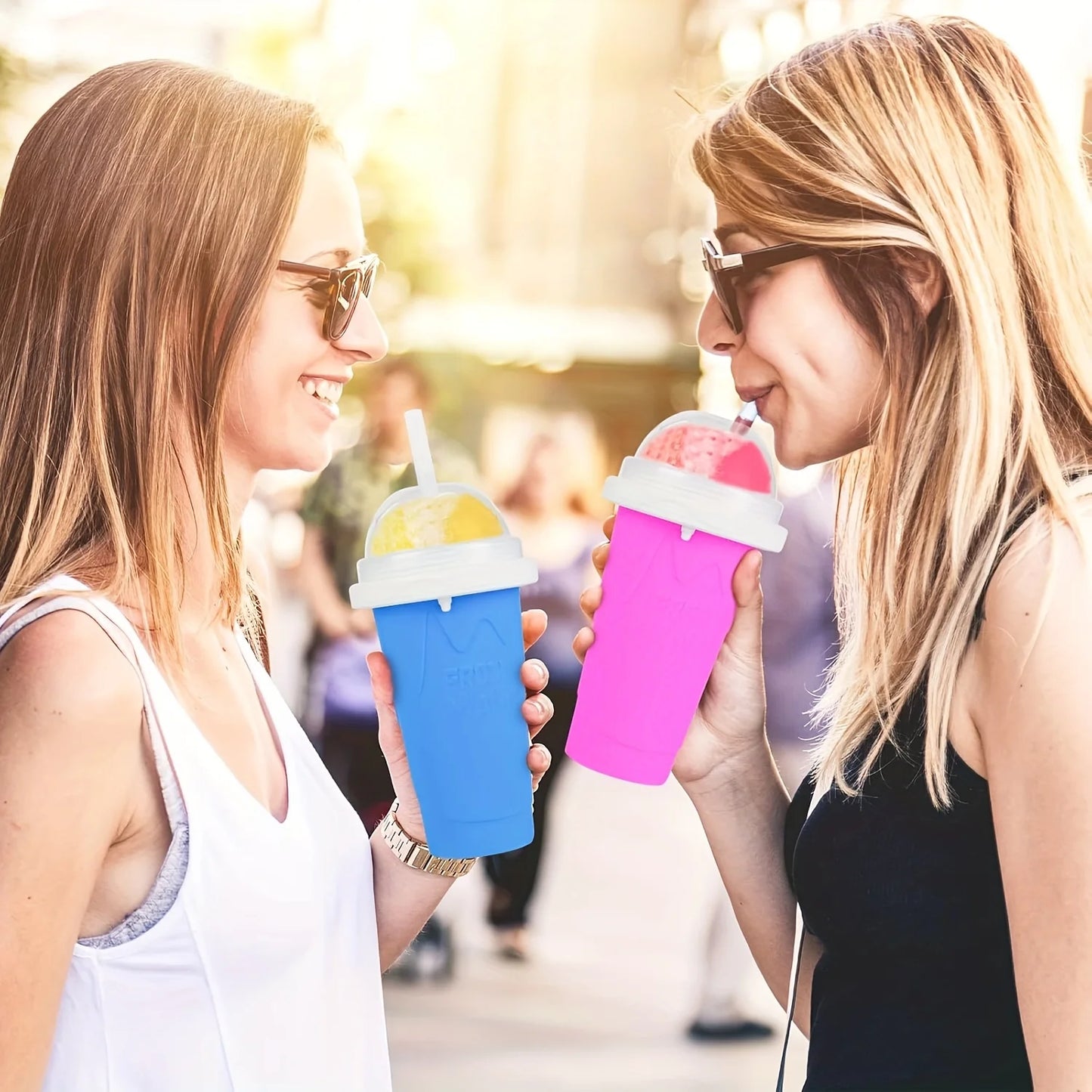 Creative Slushy Maker Cup with Straw DIY Magic Slushy Maker Squeeze Cup Fasting Cooling Make Cup For Milk Shake Slushies