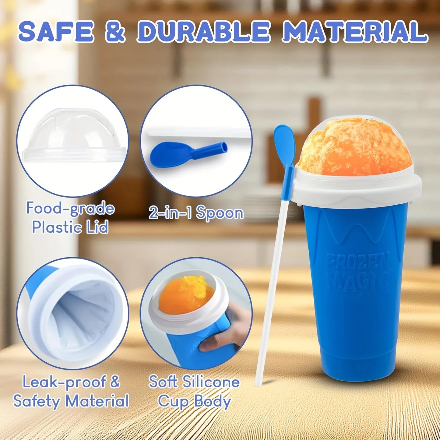 Creative Slushy Maker Cup with Straw DIY Magic Slushy Maker Squeeze Cup Fasting Cooling Make Cup For Milk Shake Slushies