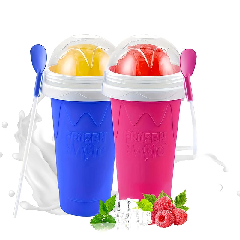 Creative Slushy Maker Cup with Straw DIY Magic Slushy Maker Squeeze Cup Fasting Cooling Make Cup For Milk Shake Slushies