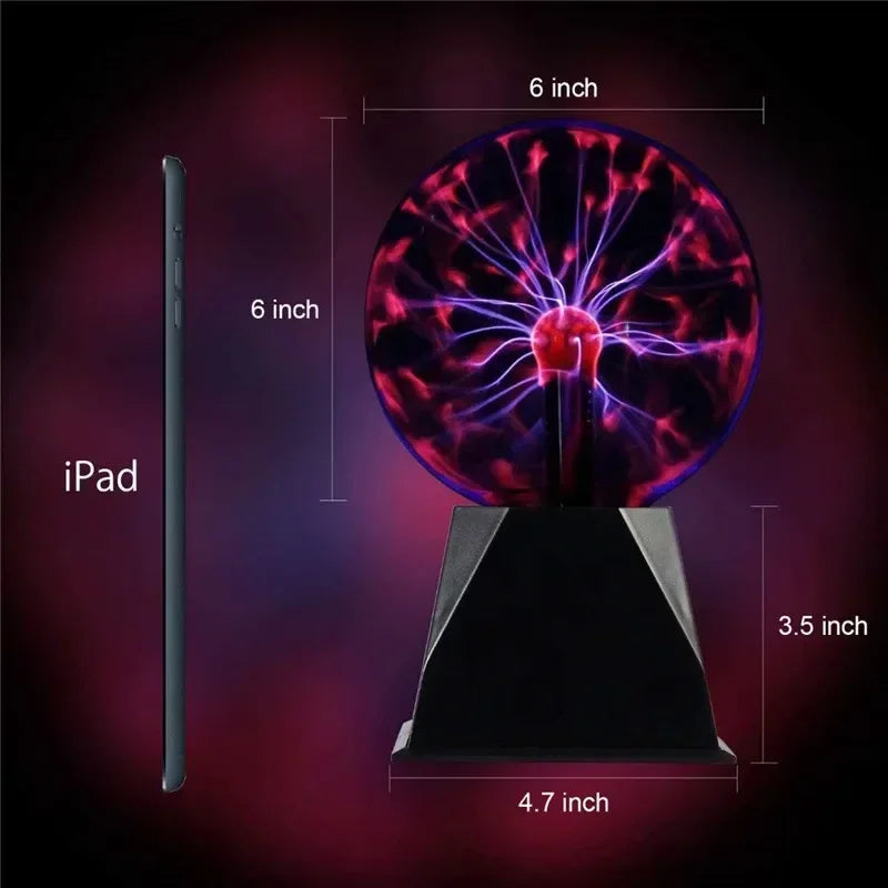 8 Inch Sound Control Magic Plasma Ball Lamp LED Night Light Atmosphere Touch Glass Plasma Light Christmas Party Decor Lighting