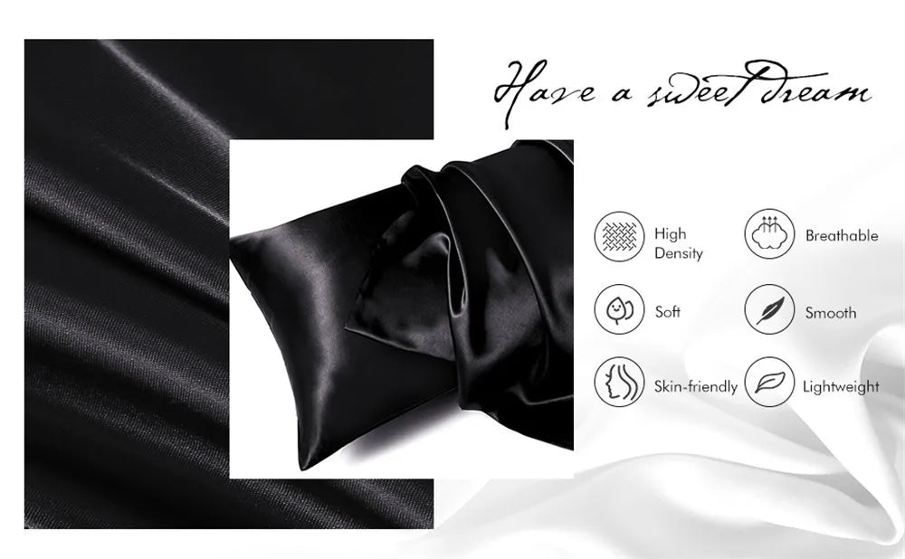 Mulberry Silk Pillowcase for Hair & Skin Care Anti-Frizz Satin Pillow Case Queen/King Super Soft Hypoallergenic Bedding Cover