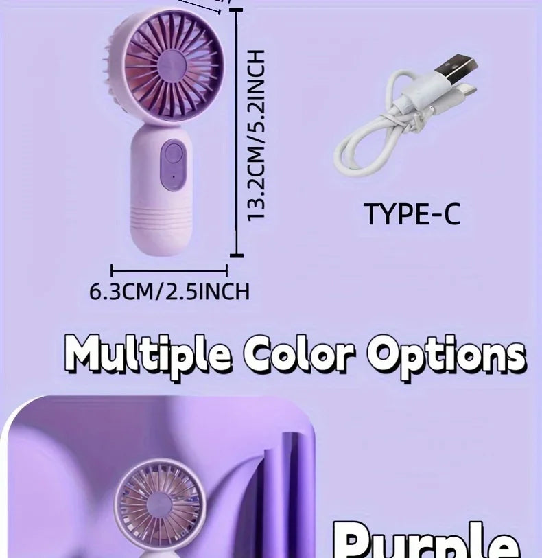 2025 USB Mini Rechargeable Portable Fan with 3 Speed, Handheld Fan for Gift Choice, Perfect For Office, Outdoor, Travel, Camping