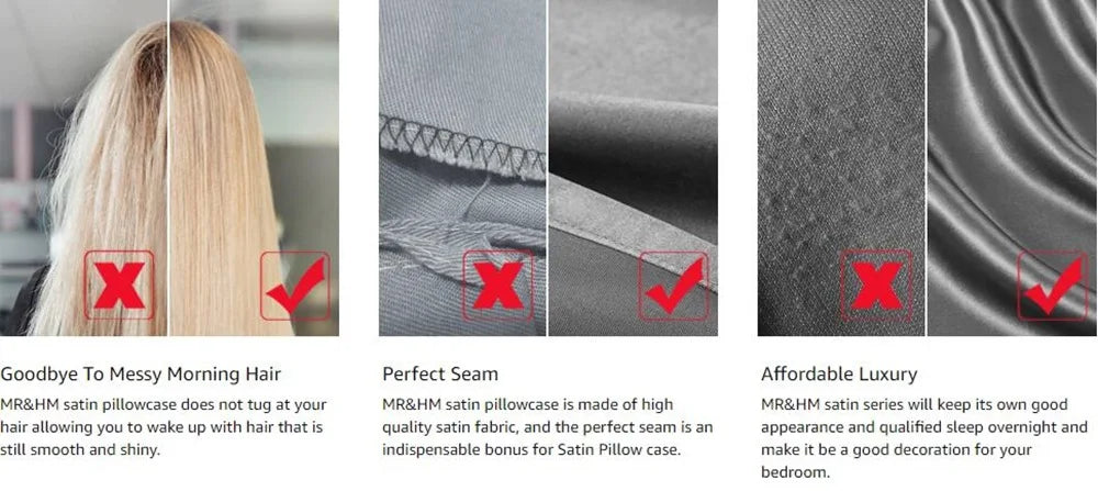 Mulberry Silk Pillowcase for Hair & Skin Care Anti-Frizz Satin Pillow Case Queen/King Super Soft Hypoallergenic Bedding Cover