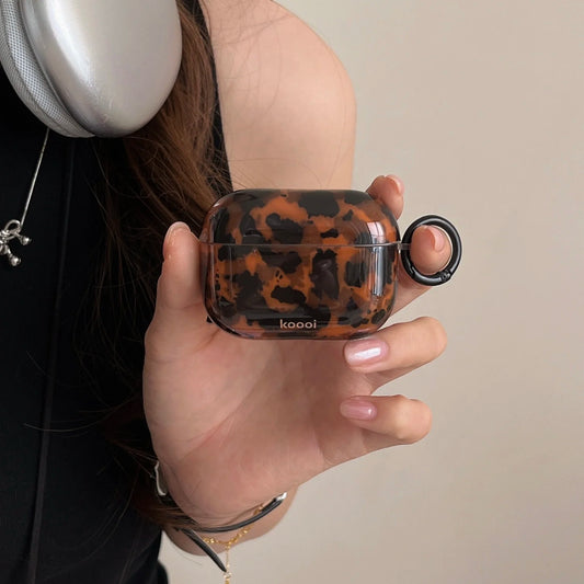 Stylish Dark Color Tortoiseshell Amber Glossy Cover Case For AirPods 1 2 3 4 Pro AirPods Pro 2 Pro 3 Shockproof Protective Case