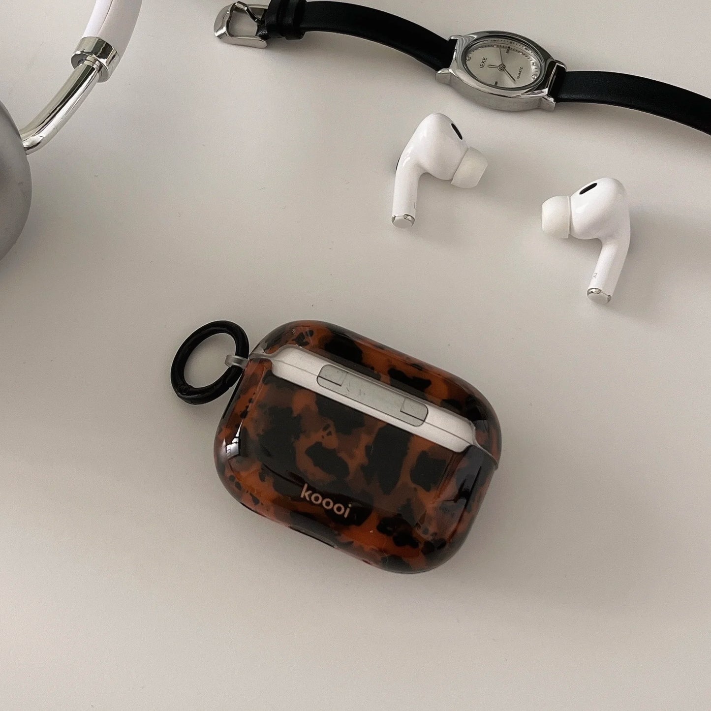 Stylish Dark Color Tortoiseshell Amber Glossy Cover Case For AirPods 1 2 3 4 Pro AirPods Pro 2 Pro 3 Shockproof Protective Case