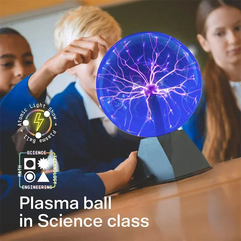 8 Inch Sound Control Magic Plasma Ball Lamp LED Night Light Atmosphere Touch Glass Plasma Light Christmas Party Decor Lighting