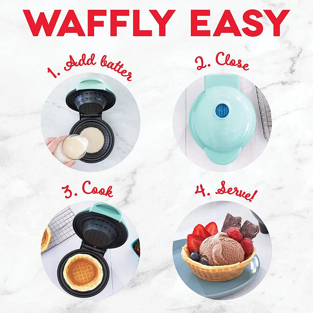 New Mini Waffle Bowl Maker 110V/220V Breakfast Machine Egg Tart Ice Cream & Egg Roll Maker for Home Kitchen Waffle Maker