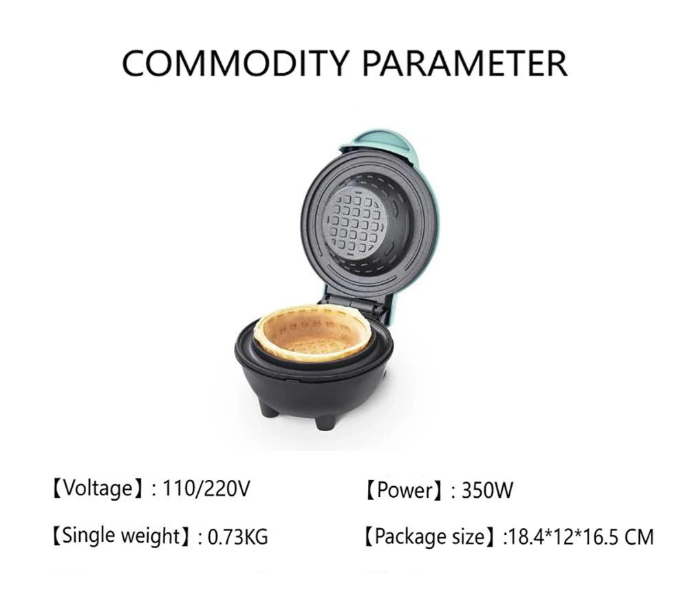 New Mini Waffle Bowl Maker 110V/220V Breakfast Machine Egg Tart Ice Cream & Egg Roll Maker for Home Kitchen Waffle Maker