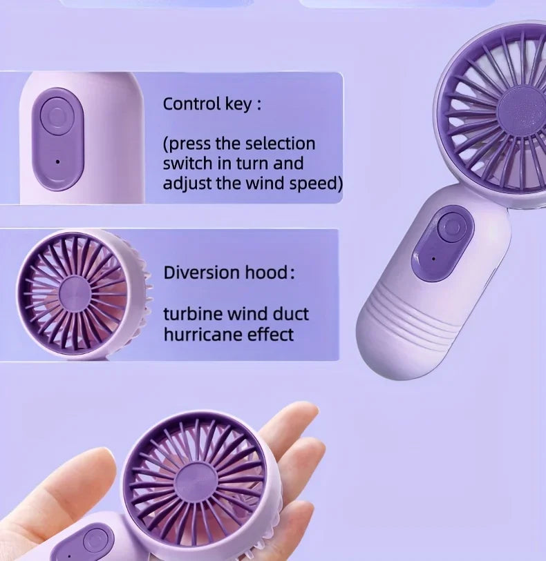 2025 USB Mini Rechargeable Portable Fan with 3 Speed, Handheld Fan for Gift Choice, Perfect For Office, Outdoor, Travel, Camping