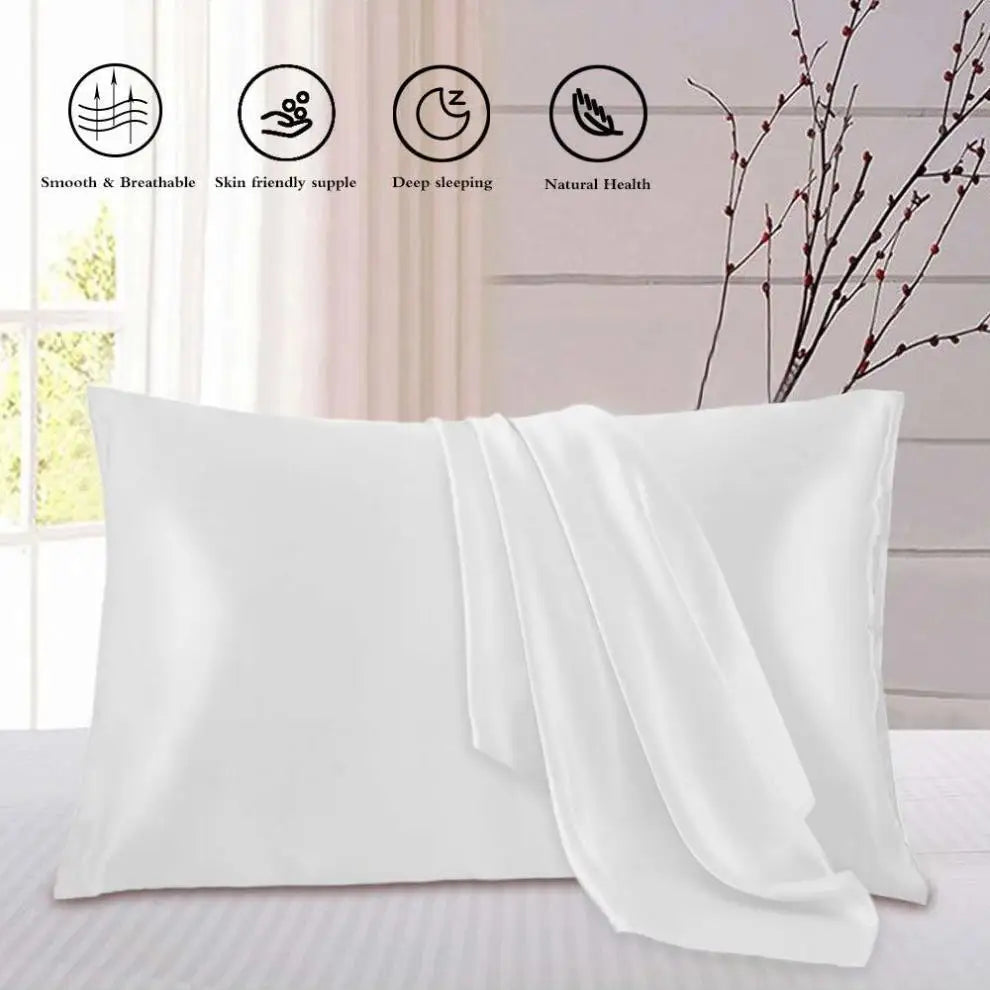 Mulberry Silk Pillowcase for Hair & Skin Care Anti-Frizz Satin Pillow Case Queen/King Super Soft Hypoallergenic Bedding Cover