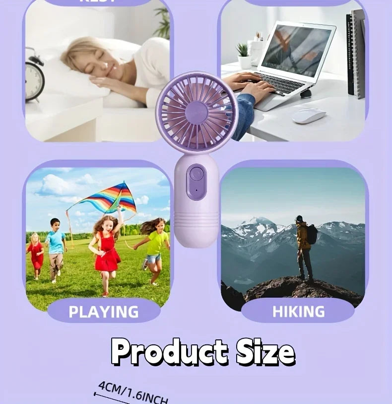 2025 USB Mini Rechargeable Portable Fan with 3 Speed, Handheld Fan for Gift Choice, Perfect For Office, Outdoor, Travel, Camping