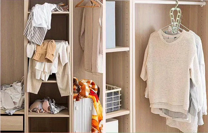 Rotatable Clothes Storage Rack Hangers For Clothes Closet Organizer Room Organizer Multifunctional Nine-Hole Hanger