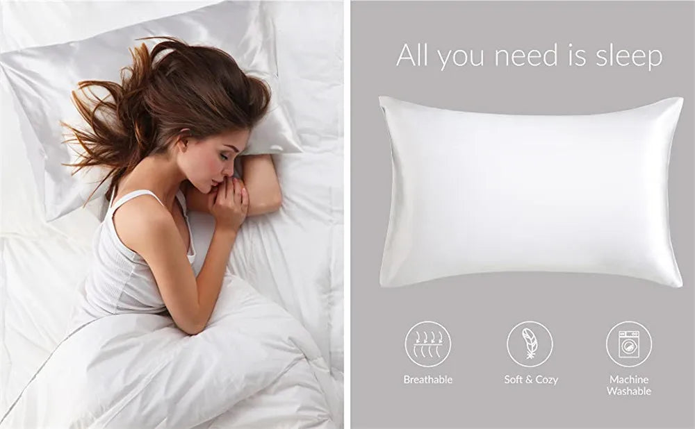 Mulberry Silk Pillowcase for Hair & Skin Care Anti-Frizz Satin Pillow Case Queen/King Super Soft Hypoallergenic Bedding Cover
